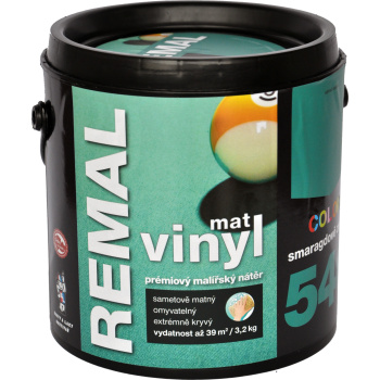 REMAL Vinyl Color mat omyvatelná barva na&nbsp;zeď, 540 smaragdově zelená, 3,2 kg