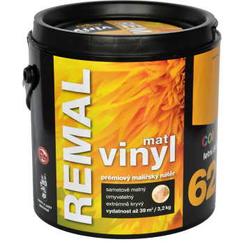 REMAL Vinyl Color mat omyvatelná barva na&nbsp;zeď, 620 letní žlutá, 3,2 kg