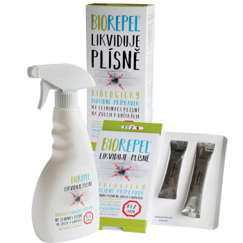 BIOREPEL chytrá houba proti plísním na zdivo a omítky, 0,5 l + 1 g + 2 g