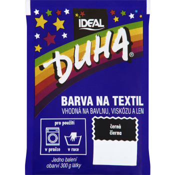 Ideal Duha černá, barva na textil na bavlnu, viskozu a len, na 300 g látky, 15 g