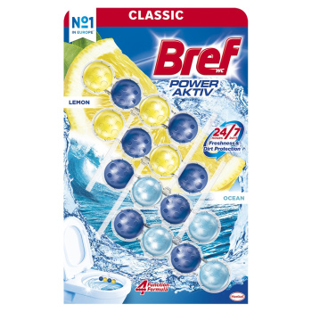 Bref WC blok Power Aktiv Lemon & Ocean tuhý 4× 50 g