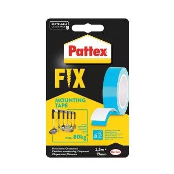 PATTEX Fix oboustranná extra silná lepicí montážní páska, nosnost 80 kg, 1,5 m × 19 mm