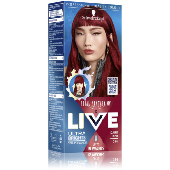 Schwarzkopf Live Ultra Brights semi-permanentní barva na vlasy 026 Temná červená 50ml
