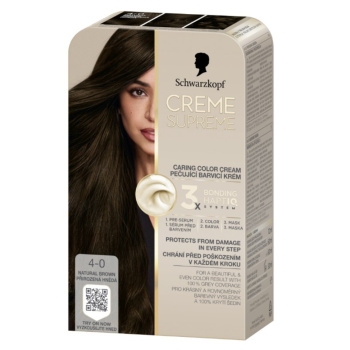 Schwarzkopf Creme Supreme barva na vlasy 4-0 přirozená hnědá 60 ml