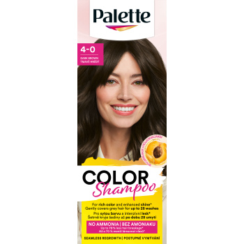 Palette Color Shampoo barva na vlasy 4-0 Tmavě hnědá, 50 ml