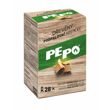 PE-PO Dřevěný podpalovač kostičky 28 ks