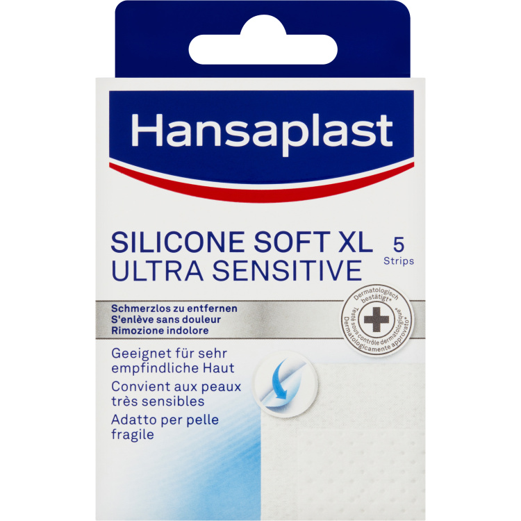 Hansaplast náplasti Silicone Soft Ultra Sensitive XL, 5 ks