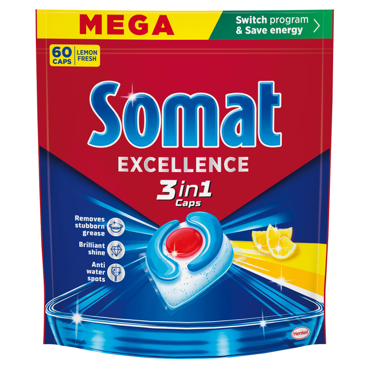 Somat Excellence 3v1 Lemon tablety do myčky, 60 ks
