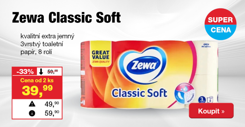 ZEWA Clasi Soft&nbsp;3vrstvý toaletní papír.